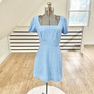 NWT XXL Blue and white polkadot open back lightweight mini dress